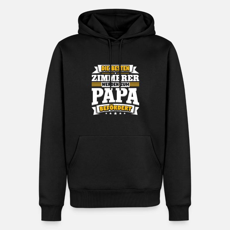 Zimmerer werden zum Papa befördert - Männer Premium Bio Hoodie - Schwarz