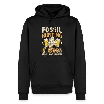 Fossil Hunting and Beer - Fossil Hunters - Men’s Premium Organic Hoodie - black - Front - Nico (187cm)