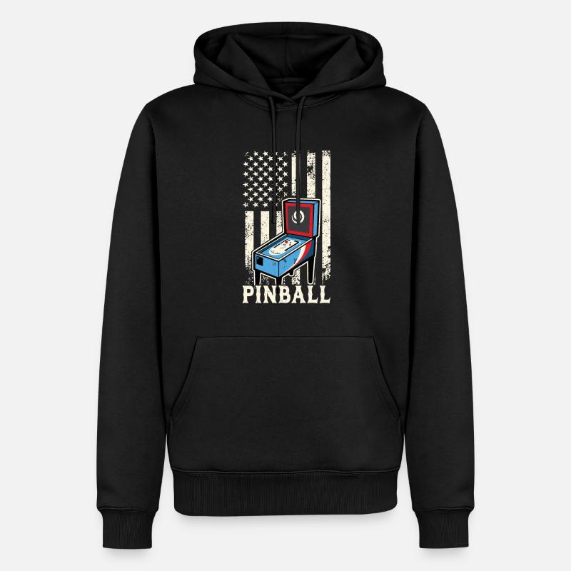 Flipperautomat Mit Us-flagge - Männer Premium Bio Hoodie - Schwarz