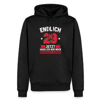 29. Geburtstag Jetzt nur noch erwachsen werden - Männer Premium Bio Hoodie - Schwarz - Vorne - Nico (187cm)