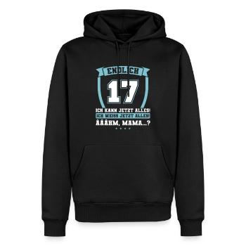 Endlich 17 - Ich kann jetzt alles - 17. Geburtstag - Männer Premium Bio Hoodie - Schwarz - Vorne - Nico (187cm)