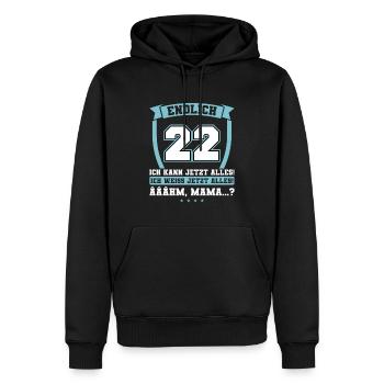 Endlich 22 - Ich kann jetzt alles - 22. Geburtstag - Männer Premium Bio Hoodie - Schwarz - Vorne - Nico (187cm)