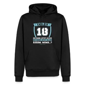 Endlich 18 - Ich kann jetzt alles - 18. Geburtstag - Männer Premium Bio Hoodie - Schwarz - Vorne - Nico (187cm)