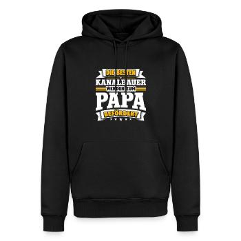 Kanalbauer werden zum Papa befördert - Männer Premium Bio Hoodie - Schwarz - Vorne - Nico (187cm)
