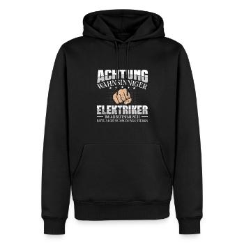 Elektriker Achtung wahnsinniger Elektroniker - Männer Premium Bio Hoodie - Schwarz - Vorne - Nico (187cm)