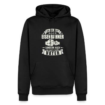 Eisenbahner Vater Papa Vatertag Schaffner - Männer Premium Bio Hoodie - Schwarz - Vorne - Nico (187cm)