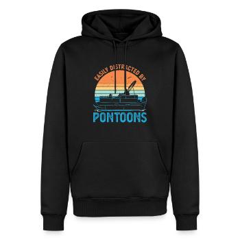 Facilement distrait par les pontons - Pontoon Boat - Sweat à capuche Premium bio Homme - noir - Devant - Nico (187cm)