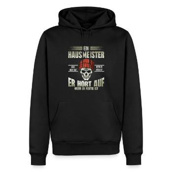 Hausmeister hört auf wenn er fertig ist - Männer Premium Bio Hoodie - Schwarz - Vorne - Nico (187cm)