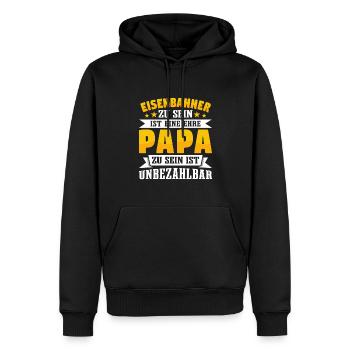 Eisenbahner Papa Vatertag - Männer Premium Bio Hoodie - Schwarz - Vorne - Nico (187cm)