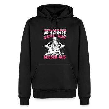 Feuerwehrfrau Feuerwehr Feuerwehrmann Mama - Männer Premium Bio Hoodie - Schwarz - Vorne - Nico (187cm)
