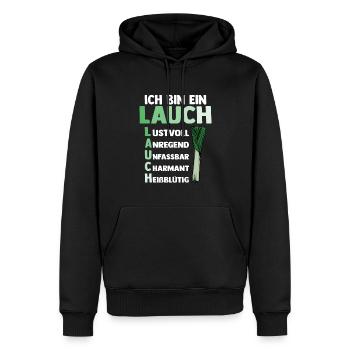Lauch - Männer Premium Bio Hoodie - Schwarz - Vorne - Nico (187cm)