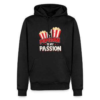 Le pop-corn est ma passion - Sweat à capuche Premium bio Homme - noir - Devant - Nico (187cm)