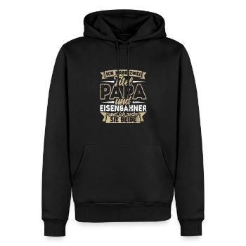 Eisenbahner Zwei Titel Papa Schaffner - Männer Premium Bio Hoodie - Schwarz - Vorne - Nico (187cm)