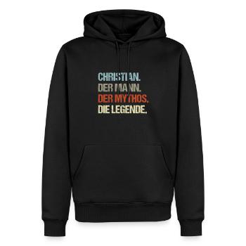 Christian der Mann der Mythos die Legende - Männer Premium Bio Hoodie - Schwarz - Vorne - Nico (187cm)