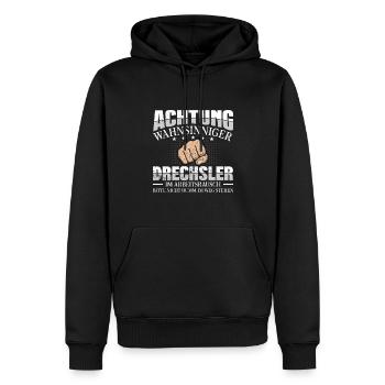 Drechsler Achtung wahnsinniger Drechseln - Männer Premium Bio Hoodie - Schwarz - Vorne - Nico (187cm)