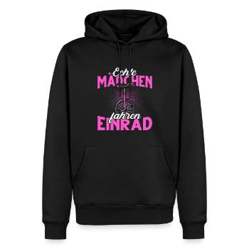Echte Mädchen fahren Einrad - Männer Premium Bio Hoodie - Schwarz - Vorne - Nico (187cm)
