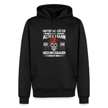 Heizungsbauer - Männer Premium Bio Hoodie - Schwarz - Vorne - Nico (187cm)