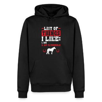 Je m’aime et mon Clydesdale - Sweat à capuche Premium bio Homme - noir - Devant - Nico (187cm)