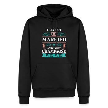 Drôles d’amis du couple nuptial - Sweat à capuche Premium bio Homme - noir - Devant - Nico (187cm)