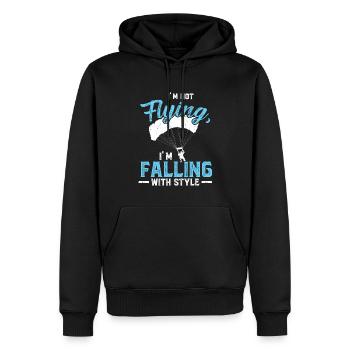 Je ne vole pas - je tombe avec style - Sweat à capuche Premium bio Homme - noir - Devant - Nico (187cm)