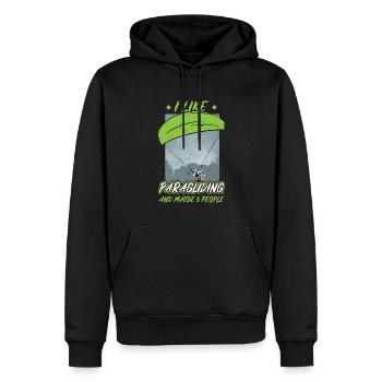Ich Mag Paragliding Und Vielleicht 3 Leute - Männer Premium Bio Hoodie - Schwarz - Vorne - Nico (187cm)