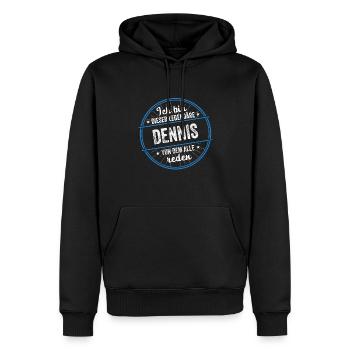 Ich bin dieser legendärer Dennis Name - Männer Premium Bio Hoodie - Schwarz - Vorne - Nico (187cm)