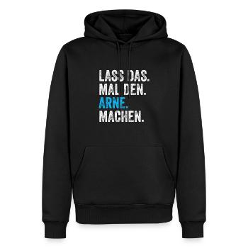 Lass das mal den Arne machen Name - Männer Premium Bio Hoodie - Schwarz - Vorne - Nico (187cm)