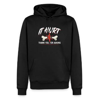 Es Tut Weh - Danke Der Nachfrage - Knochenbruch - Männer Premium Bio Hoodie - Schwarz - Vorne - Nico (187cm)