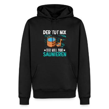 Sauna Schwitz Aufguss Saunakilt Bademantel - Männer Premium Bio Hoodie - Schwarz - Vorne - Nico (187cm)