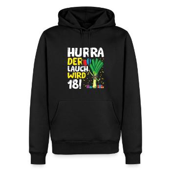 Hurra der Lauch wird 18 - Männer Premium Bio Hoodie - Schwarz - Vorne - Nico (187cm)