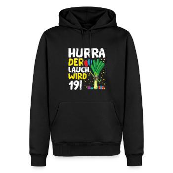 Hurra der Lauch wird 19 - Männer Premium Bio Hoodie - Schwarz - Vorne - Nico (187cm)