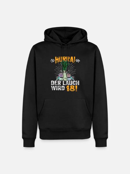 Hurra der Lauch wird 18 - Männer Premium Bio Hoodie - Schwarz