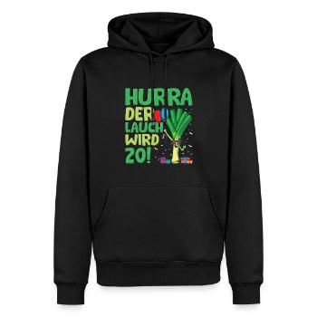 Hurra der Lauch wird 20 - Männer Premium Bio Hoodie - Schwarz - Vorne - Nico (187cm)
