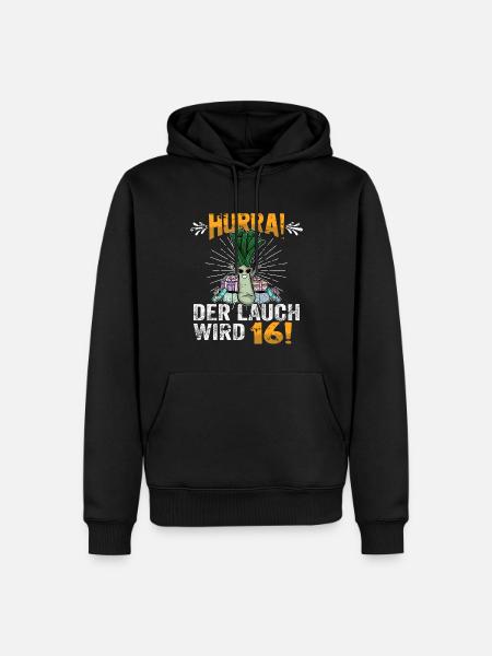 Hurra der Lauch wird 16 - Männer Premium Bio Hoodie - Schwarz