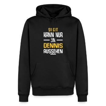 Dennis Vorname Name Geburtstag - Männer Premium Bio Hoodie - Schwarz - Vorne - Nico (187cm)