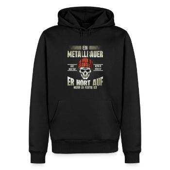Metallbauer hört auf wenn er fertig ist - Männer Premium Bio Hoodie - Schwarz - Vorne - Nico (187cm)