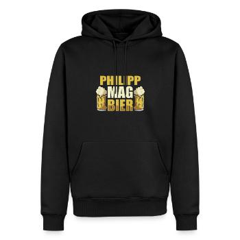 Philipp mag Bier Name Geburtstag - Männer Premium Bio Hoodie - Schwarz - Vorne - Nico (187cm)