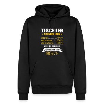 Tischler Stundenlohn Zimmerer - Männer Premium Bio Hoodie - Schwarz - Vorne - Nico (187cm)
