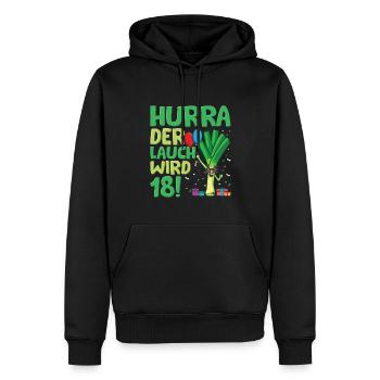 Hurra der Lauch wird 18 - Männer Premium Bio Hoodie - Schwarz - Vorne - Nico (187cm)