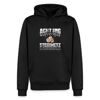 Steinmetz Achtung wahnsinniger Steinhauer - Männer Premium Bio Hoodie - Schwarz - Vorne - Nico (187cm)