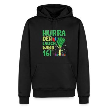 Hurra der Lauch wird 16 - Männer Premium Bio Hoodie - Schwarz - Vorne - Nico (187cm)