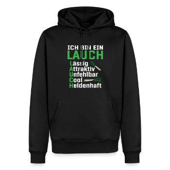 Lauch - Männer Premium Bio Hoodie - Schwarz - Vorne - Nico (187cm)
