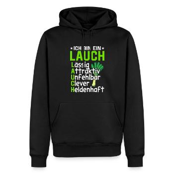 Lauch - Männer Premium Bio Hoodie - Schwarz - Vorne - Nico (187cm)