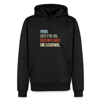 Finn der Mann der Mythos die Legende - Männer Premium Bio Hoodie - Schwarz - Vorne - Nico (187cm)