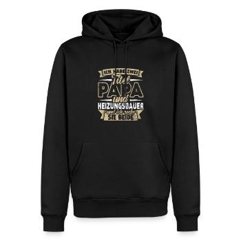 Heizungsbauer Zwei Titel Papa Klempner - Männer Premium Bio Hoodie - Schwarz - Vorne - Nico (187cm)