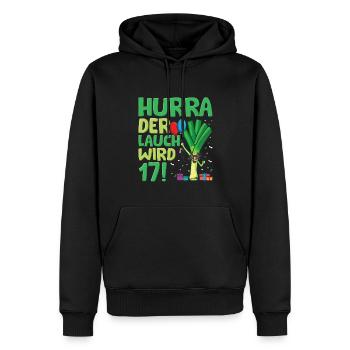 Hurra der Lauch wird 17 - Männer Premium Bio Hoodie - Schwarz - Vorne - Nico (187cm)