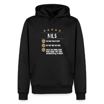Nils Habe immer Recht Namenstag - Männer Premium Bio Hoodie - Schwarz - Vorne - Nico (187cm)