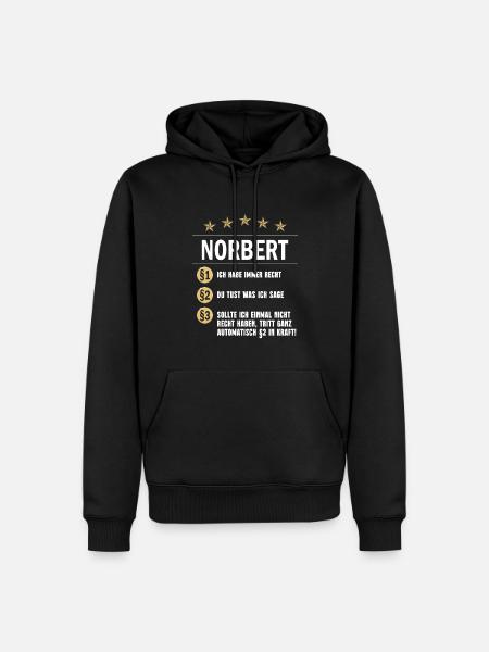 Norbert Habe immer Recht Namenstag - Männer Premium Bio Hoodie - Schwarz