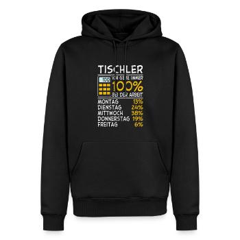 Tischler Ich gebe immer 100% bei der Arbeit Lohn - Männer Premium Bio Hoodie - Schwarz - Vorne - Nico (187cm)