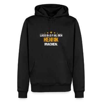 Lass das mal den Henrik machen Name - Männer Premium Bio Hoodie - Schwarz - Vorne - Nico (187cm)